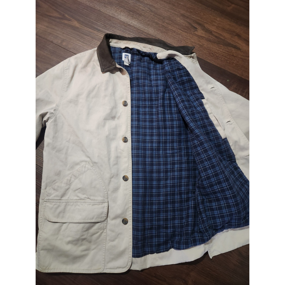 Vintage Gap Jacket Large Canvas Flannel Lined Chore Barn Field Coat Warm Tan‎